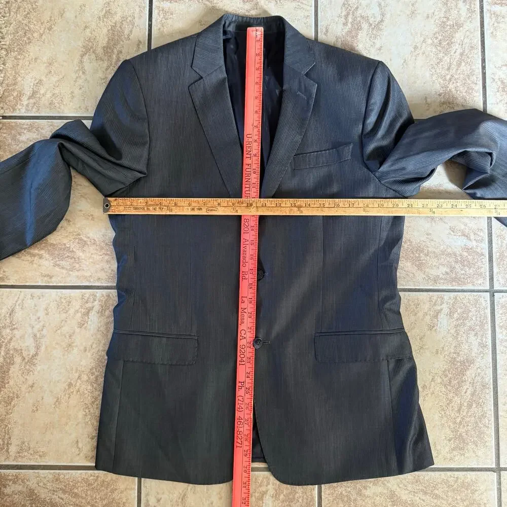 Versace Collection Sport Coat Blazer 100% Wool Dark Gray Light Pinstripe Size 50
